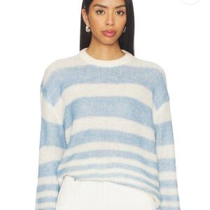 Pistola Light Blue and White Striped Crew Neck Sweater